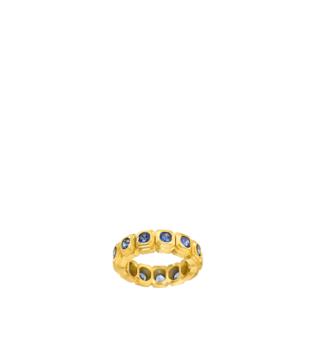 Image 2 of 3 - BLUE - Darius Jewels Blue Sapphire Ziggurat Eternity Band featuring approximately 2.80 cts of blue sapphires set in 18K Fairmined yellow gold. For personal consultation and detailed information about jewelry, please contact our dedicated stylist team at personalshopping@hirshleifers.com.This item may be restricted for online purchase to international clients. For assistance purchasing this item please contact our dedicated stylist team at personalshopping@hirshleifers.com.
