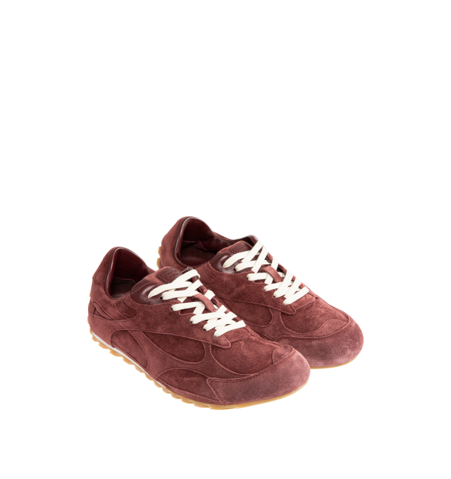 Image 2 of 5 - BROWN - BOTTEGA VENETA Orbit Flash Sneaker featuring low-top, lace-up closure, soft suede upper and rubber sole. Calfskin. Lining: lambskin. Made in Italy.