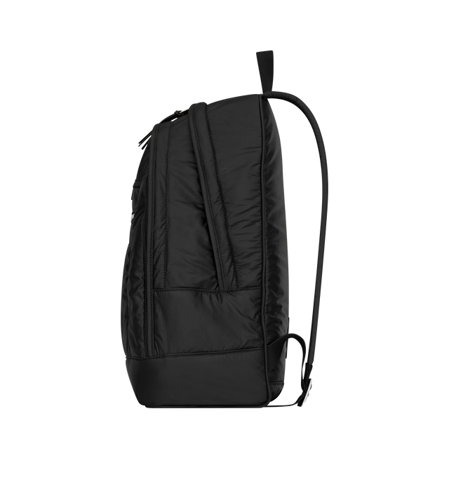 Image 3 of 4 - BLACK - SAINT LAURENT City Backpack featuring a front zip pocket and double zip compartments, canvas lining, silver-tone hardware, two-way zip closure, two main zip compartments, one zip pocket, one front zip pocket and adjustable padded straps. 12.6" x 16.5" x 5.5". Polyamide, brass. Made in Italy.