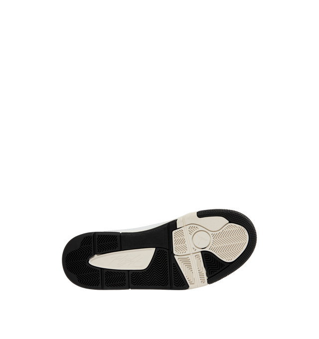 Image 4 of 5 - WHITE - JORDAN Flight Court Sneaker featuring real and synthetic leather in the upper, double top eyelet that enables heel lock lacing, embroidered details, foam midsole and rubber outsole.