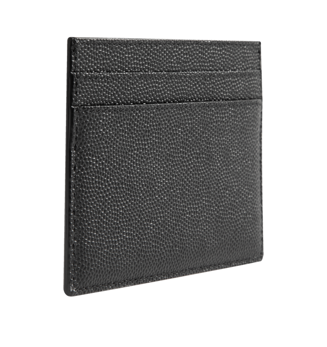 Image 2 of 3 - BLACK - SAINT LAURENT Pebble Grain Card Case has four card slots and one slip pocket. 3.9 x 3.1 x 0.1 inches. 100% leather. Made in Italy.