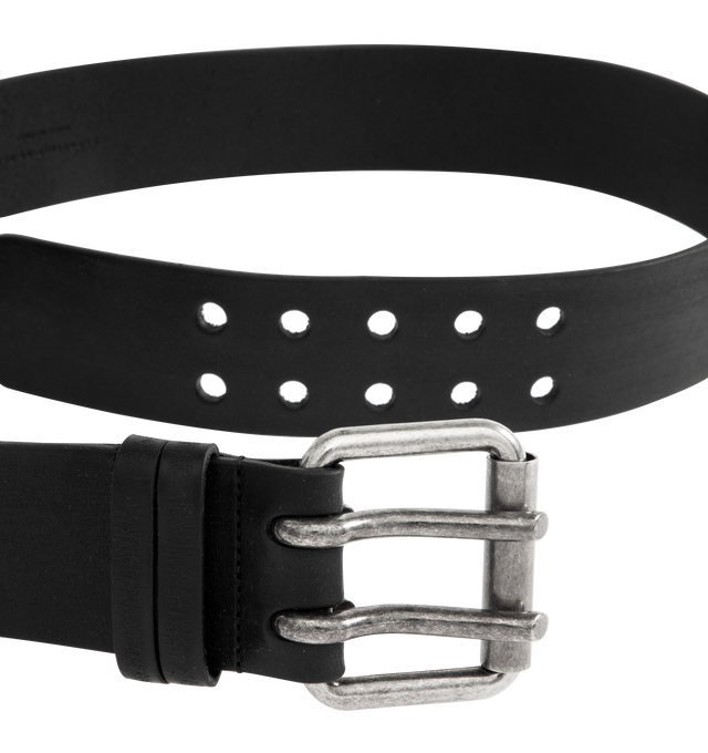 Image 2 of 2 - BLACK - SAINT LAURENT Motorcycle Belt featuring wide belt made with metal-free vegetable-tanned leather, a double-pin motorcycle buckle and silver-tone hardware. Dimensions: 5 CM / 2". Calfskin. Made in Italy.
