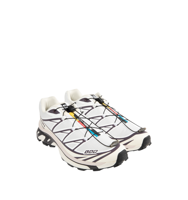 Image 2 of 5 - WHITE - SALOMON XT-6 Sneaker featuring Quicklace system, Contagrip outsole, round stiffened toe and reinforced heel counter.