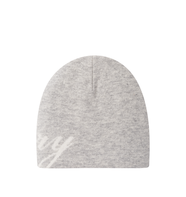 Image 2 of 3 - GREY - Cherry LA Skull Cap is crafted from a luxurious wool and cashmere blend and features a classic skull cap silhouette designed for everyday cold-weather wear. Finished with Cherry script branding along the body, this elevated essential combines lightweight warmth with a soft, comfortable feel. Main Material: Wool and Cashmere Blend.