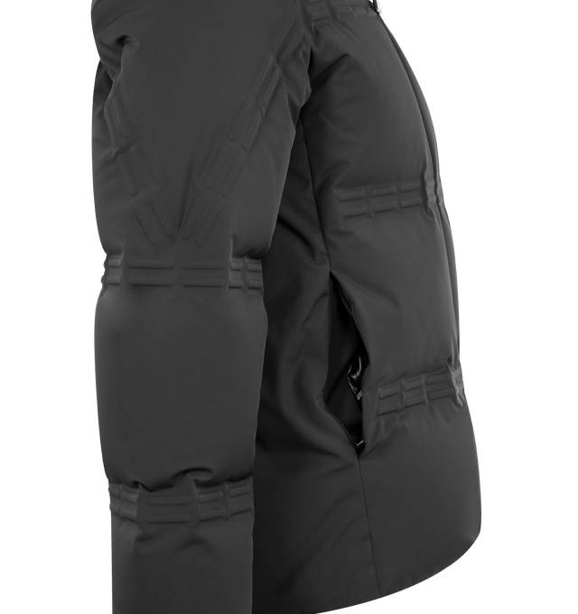 Image 3 of 3 - BLACK - Moncler x A$AP Rocky Rally Short Down Jacket featuring 2L 4-way stretch nylon, nylon laqu lining, down-filled, zipper closure, zipped pockets, elastic cuffs and logo patches. 87% polyamide/nylon, 13% elastane/spandex. Padding: 90% down, 10% feather.