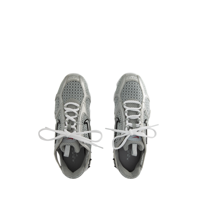 Image 5 of 5 - GREY - NIKE Air Zoom Spiridon Cage 2 Sneaker featuring a caged Zoom Air unit, lightweight flexibility, full-length foam midsole, durable traction, durable rubber pods on the outsole and mesh upper.