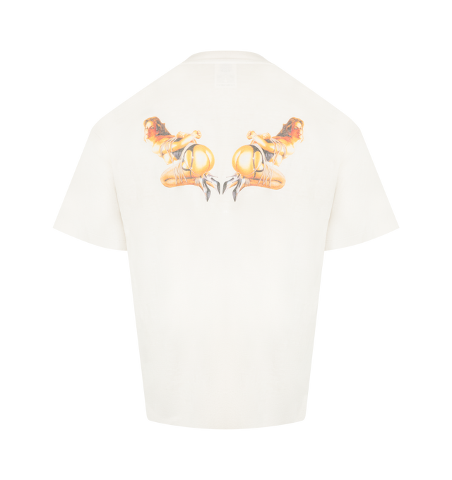 Image 2 of 2 - WHITE - ST MICHAEL SRYM Ladies T-Shirt featuring vintage treatment, crew neck, short sleeves and graphic on front and back. 100% cotton. Made in Japan.