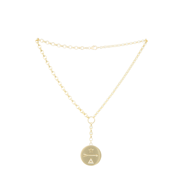 Image 1 of 1 - GOLD - FOUNDRAE Dream Heavy Mixed Belcher Extension Chain Necklace featuring 18-karat gold, diamond weight .11 ct, measures 16" long, heavy Belcher chain necklace Gauge 5mm with 28 mm Medallion, half of the necklace is medium belcher at 9 links per inch, half of the necklace is heavy belcher at 6 links per inch, 1" extension heavy belcher link at 6 links per inch and finished with a lobster clasp.