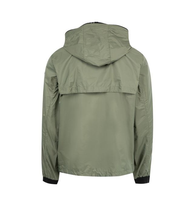 Image 2 of 3 - GREEN - Moncler Junichi Jacket is a funnel neck style with 2-way zipper closure, side zip pockets, and an applique designer emblem. 100% polyamide. Made in Romania.