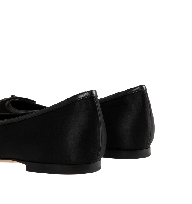 Image 3 of 4 - BLACK - Manolo Blahnik black suede round toe ballerina flats featuring decorative bow detail, slip-on design and flat stacked 10mm heel. Upper: 100% kid suede. Sole: 100% calf leather. Lining: 100% kid leather. Made in Italy.