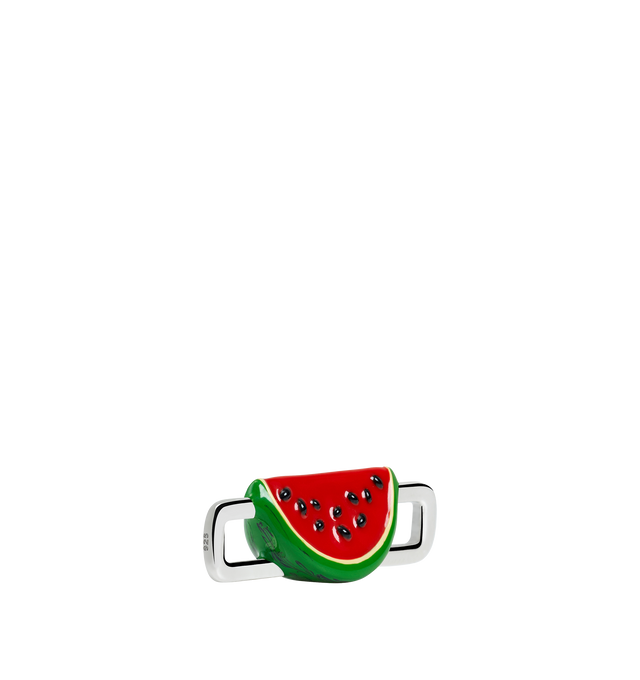 Image 4 of 9 - RED - Poubel by The Gstaad Guy Watermelon Charm. All charms are made of .925 sterling silver, and are hand-painted using non-toxic lead-free enamel. Links sold separately. Hirshleifers offers a range of initial pieces from this collection in-store. For personal consultation and detailed information about jewelry, please contact our dedicated stylist team at personalshopping@hirshleifers.com