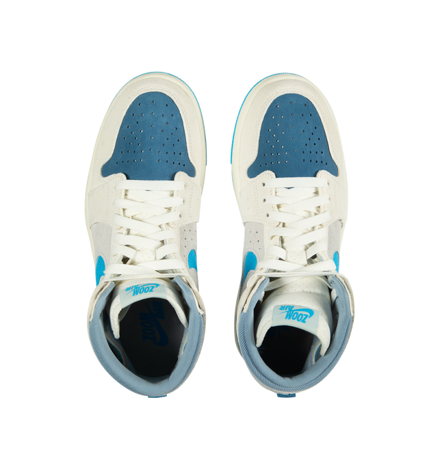 Image 5 of 5 - BLUE - Air Jordan 1 Zoom CMFT 2  crafted from premium suede in the upper and toe and Jordan's signature Formula 23 foam. Lace-up high-top style with Nike Air technology to absorb impact and provide cushioning with every step. 