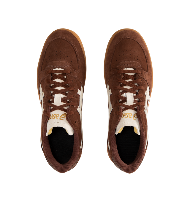 Image 5 of 5 - RED - ASICS Skyhand OG Sneaker featuring minimalistic suede paneling, FLYTEFOAM PROPEL cushioning, EVA heel wedge and gum outsole.