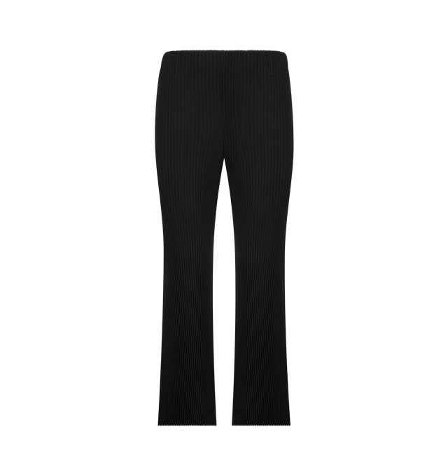 Image 1 of 3 - BLACK - ISSEY MIYAKE Tailored Pleats 1 Pants featuring elastic waist, relaxed fit, flare leg and pleats throughout. 100% polyester.