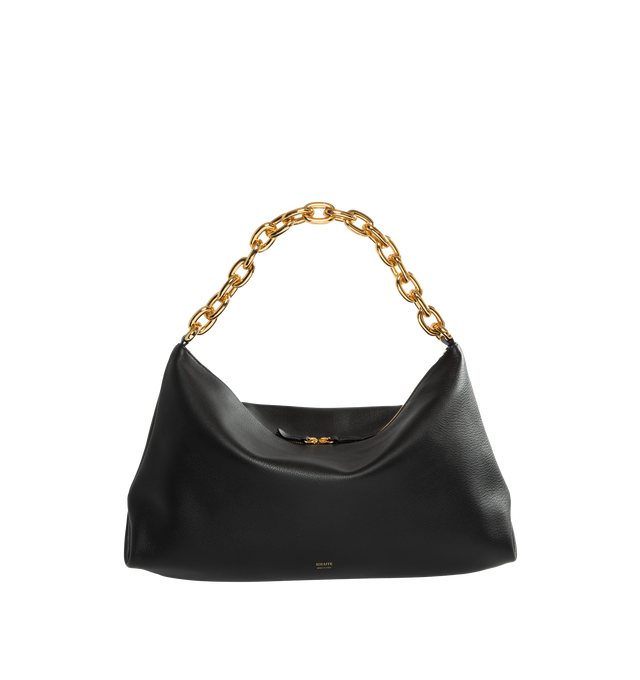 Image 1 of 3 - BLACK - KHAITE Clara Shoulder Bag featuring pebbled leather, chain-link strap, dual-zippered top and internal slip pocket. 16 x 4 x 10.5 inches. Handle drop: 7 inches. 100% calfskin. Made in Italy.  