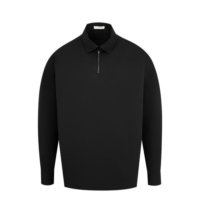Image 1 of 2 - BLACK - THE ROW Libel Shirt featuring polo collar with zipper, long sleeves and relaxed fit.