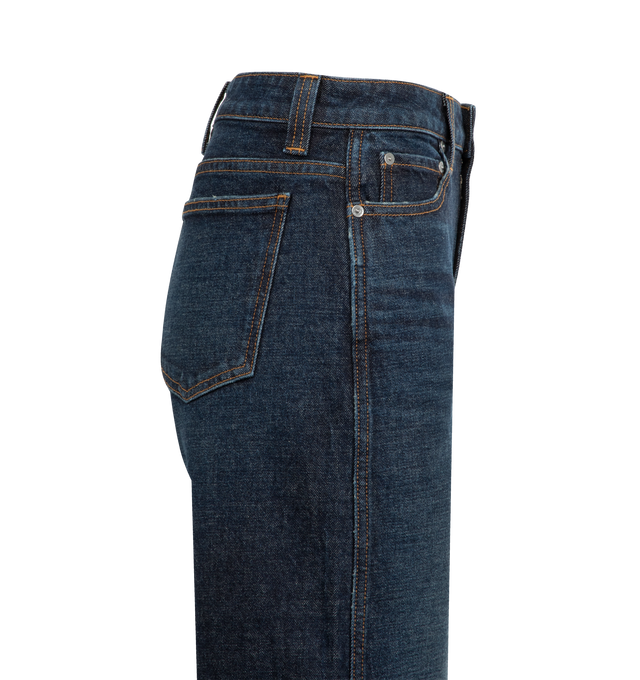 Image 3 of 3 - BLUE - KHAITE Dane Jean featuring wide-leg, regular rise and classic five-pocket denim detailing. 100% cotton.