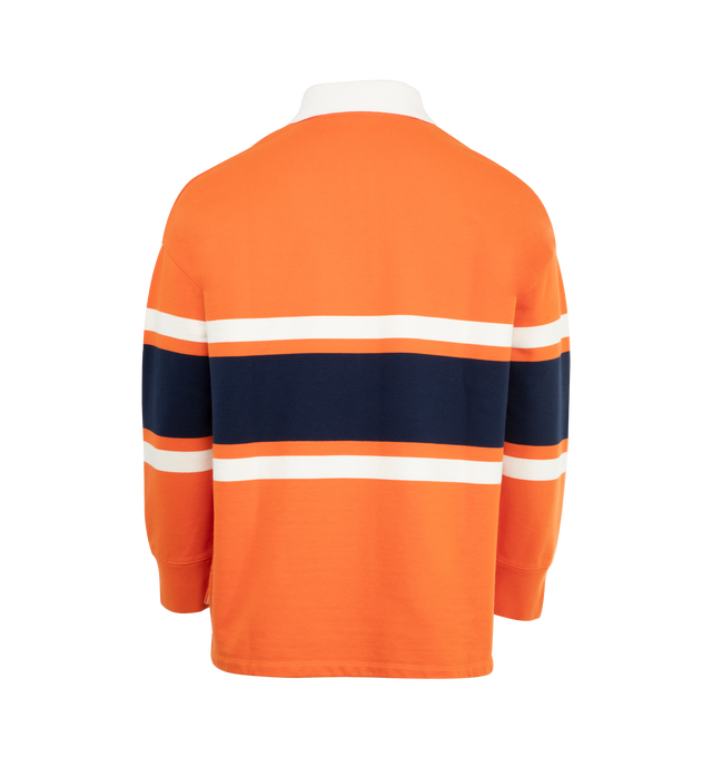 Image 2 of 2 - ORANGE - LOEWE Long Sleeve Polo featuring polo collar, long sleeve with rib cuffs, stripes across middle and loose fit.