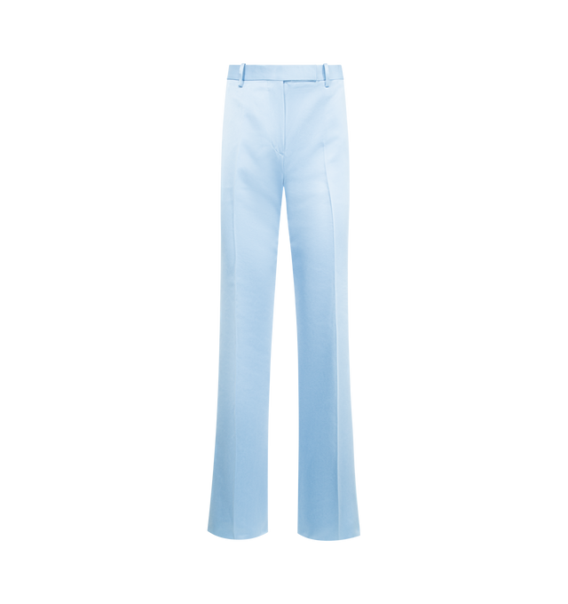 Image 1 of 3 - BLUE - TOM FORD Duchesse Tailored Pants featuring straight leg pants in washed duchesse with refined pocket detailing and a smooth TOM FORD drape. 61% cotton, 39% silk. Lining: 59% cupro, 41% silk.