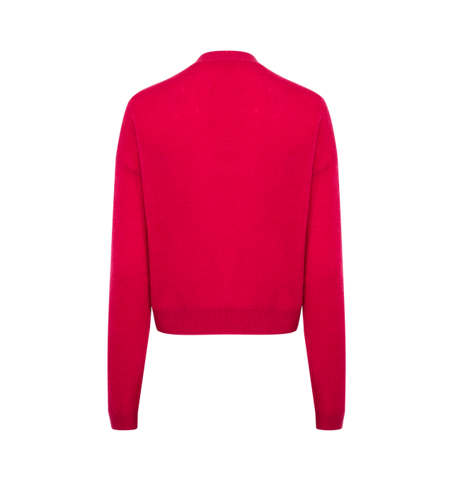 Image 2 of 2 - PINK - THE ELDER STATESMAN Tranquility Cashmere Cardigan featuring brushed finish, ribbed trim, v neck, long sleeves with dropped shoulders and button placket. 100% cashmere. Made in the USA.