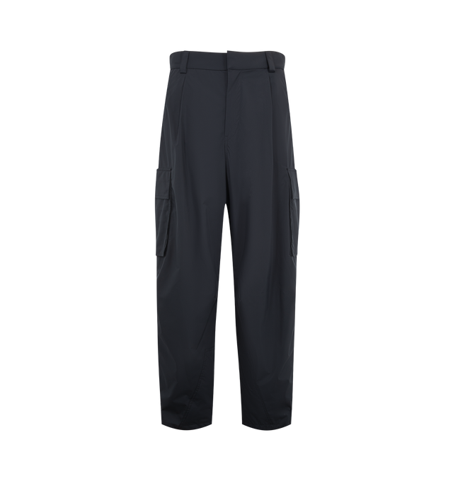 Image 1 of 3 - BLUE - Bottega Veneta Men's Cargo Trousers feature a utilitarian silhouette with functional zippered pockets for a refined take on classic cargo styling. Main Material: Polyester. Details: Zippered Pockets. Made in Italy.