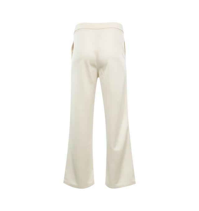 Image 2 of 3 - WHITE - SECOND LAYER Team Sweatpants featuring elasticated waist band with draw cord on outside, dual front side pockets, wide leg, relaxed fit and a small front pleat. Made in Japan.  