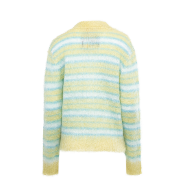 Image 2 of 2 - MULTI - MARNI Striped Mohair-Blend Cardigan featuring plunging V-neck, dropped shoulders, long sleeves, ribbed trim and button front closures. 80% mohair, 20% polyamide. Made in Italy. 
