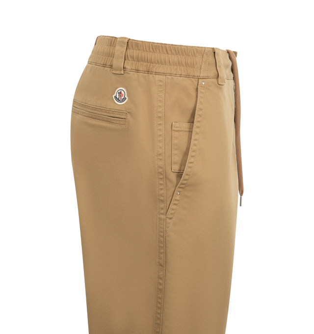 Image 3 of 3 - BROWN - MONCLER Trousers featuring concealed drawstring waist, belt loops, two side pocket and two back welt pockets.