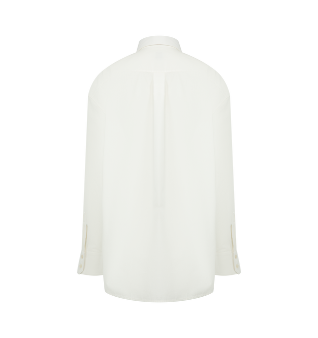Image 2 of 2 - WHITE - SAINT LAURENT Button Up Shirt featuring a pointed collar, front button closure, long sleeves with button cuffs and straight hem. Made in Italy.