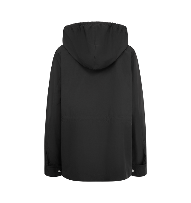 Image 3 of 4 - BLACK - MONCLER Enette Hooded Short Parka featuring micro lining, detachable and adjustable hood, zipper closure, zipped pockets, waist with drawstring fastening, adjustable cuffs and leather logo patch. 100% polyester.
