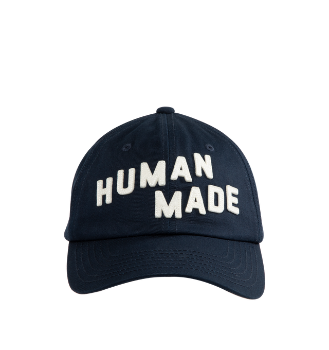 Image 1 of 3 - NAVY - HUMAN MADE 6 Panel Twill Cap featuring six panel cap in cotton twill with a distinctive three-dimensional brand logo and adjustable closure at the back. 100% cotton.