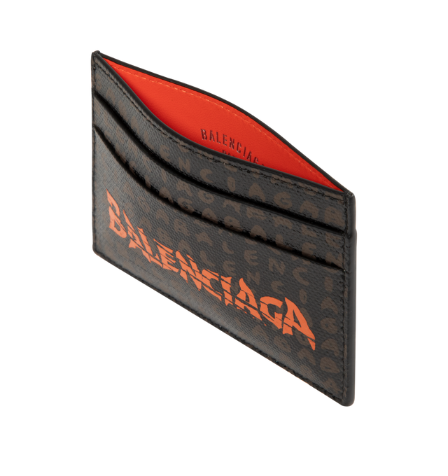 Image 3 of 3 - BROWN - BALENCIAGA Select Card Holder featuring coated canvas with contrasting Balenciaga logo printed, 4 card slots and 1 bill pocket. 3.9" x 3.1" x 0.8". Cotton, linen, polyurethane. Made in Italy.