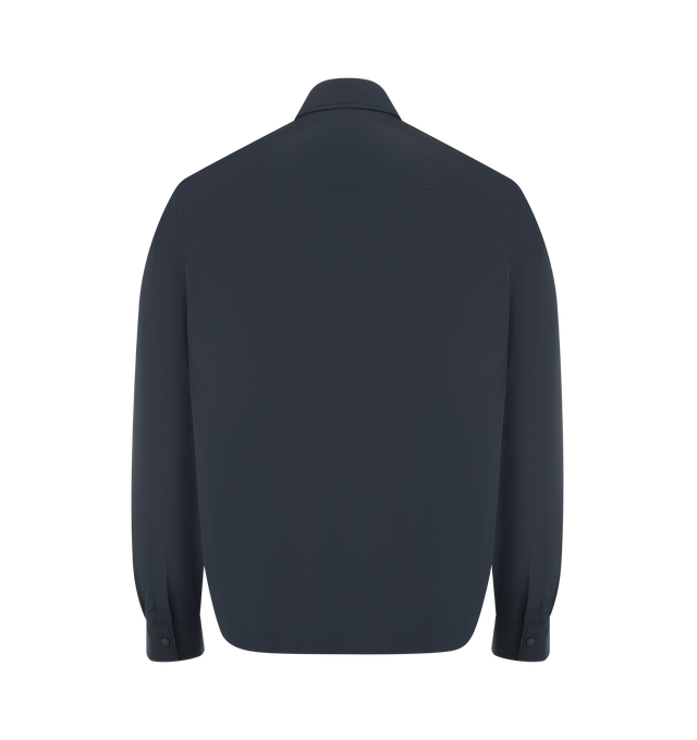 Image 2 of 3 - NAVY - MONCLER Tollymore Down Shirt Jacket featuring water-repellent main fabric, Airsoft lining, down-filled, zipper closure, zipped pockets, chest pocket, inside pockets with snap button closure, inside fabric description label and leather logo pocket. 100% polyester. Padding: 90% down, 10% feather.