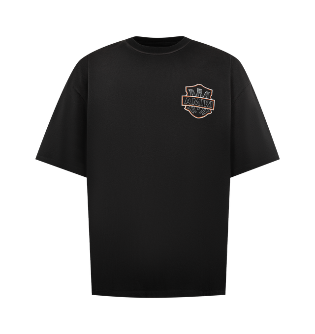 Image 1 of 2 - BLACK - AMIRI American Dream Crystal Tee featuring oversized fit, short sleeves, crew neck and graphic printed on front and back. 100% cotton.