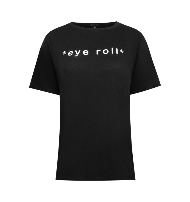 Image 1 of 2 - BLACK - R13 Eye Roll Boy T featuring crew neck, short sleeves, printed text on front and relaxed fit. Cotton.