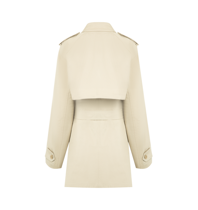 Image 2 of 3 - NEUTRAL - THE ROW Tavoris Jacket featuring single-breasted trench coat in Pima cotton gabardine with detachable sleeves, slant welt pockets and concealed button closure with removable buckle belt. 100% cotton. Made in Italy.