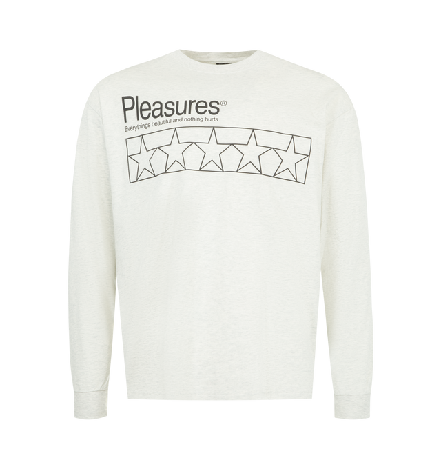 Image 1 of 2 - GREY - PLEASURES Supplements Long Sleeve T-Shirt featuring relaxed fit, crewneck, long sleeves and graphic on front. 100% cotton.