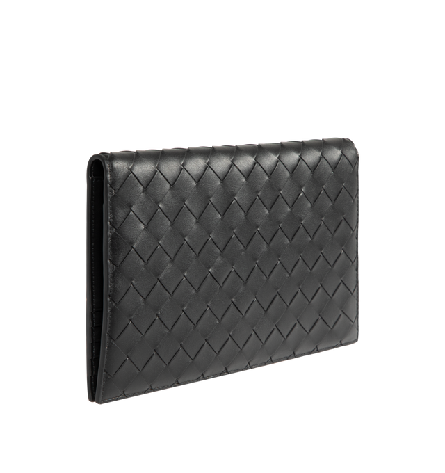 Image 2 of 3 - BLACK - BOTTEGA VENETA Travel Case featuring intrecciato calf leather, six card slots, two pockets, one bill compartment, one zipped coin compartment, two additional pockets for passports and press stud closure. Lining: calfskin. Made in Italy.