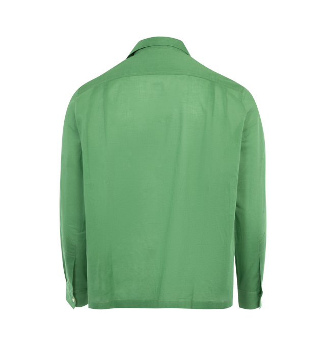 Image 2 of 2 - GREEN - BODE Voile Long Sleeve Shirt featuring light cotton voile, boxy fit and five front buttons. 100% cotton. Made in India. 