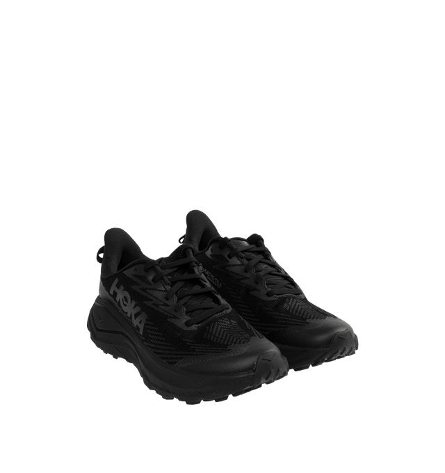 Image 2 of 5 - BLACK - HOKA Challenger 8 GTX Sneaker featuring GORE-TEX Invisible Fit membrane, reflective details, 100% rRPET engineered mesh, 3D screenprinted toe cap, multi-directional 4mm lugs, heel loop and EVA midsole.