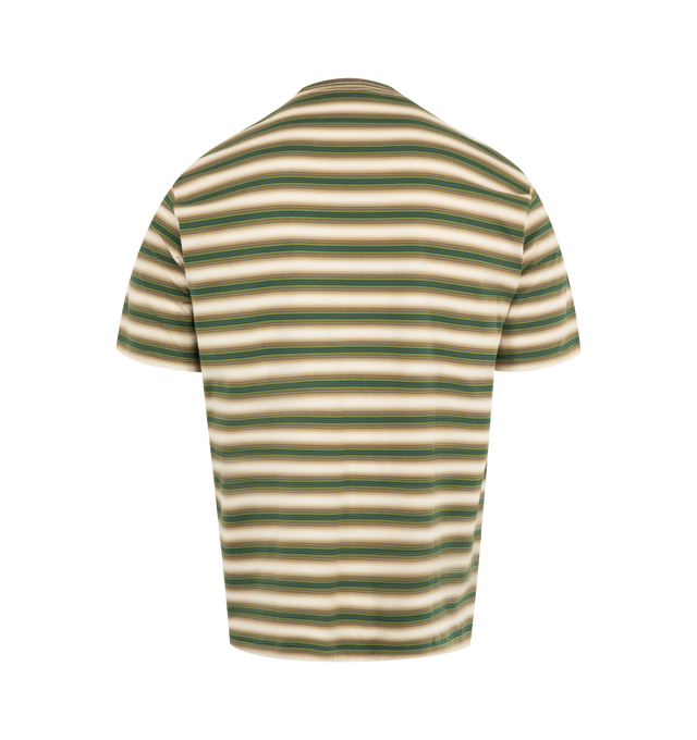 Image 2 of 2 - GREEN - AURALEE Gradient Stripe Cotton Tee featuring short sleeves, crew neckline and stripes throughout. 100% cotton. Made in Japan.