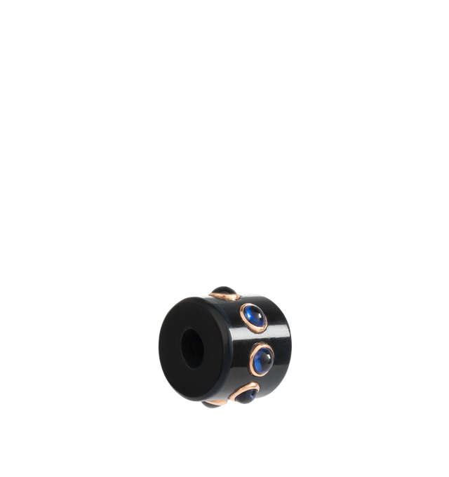 Image 1 of 3 - BLACK - DEZSO Short Bead with Kyanite featuring Blue Tiger Eye, kyanite set in 18k Rose Gold. 