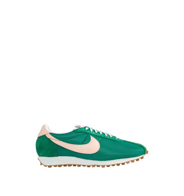 Image 1 of 5 - GREEN - NIKE LD-1000 Sneaker featuring a dramatically flared heel, an upper that combines leather and textiles for a durable, breathable fit and waffle outsole that provides the old-school look.