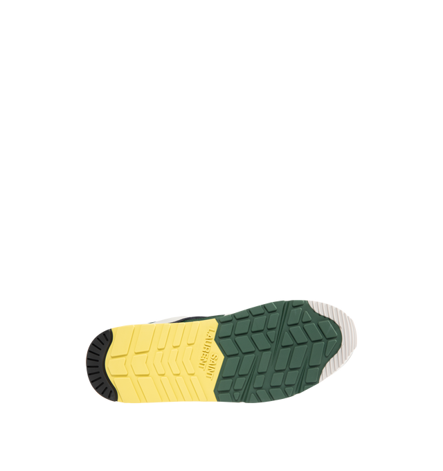 Image 4 of 5 - WHITE - SAINT LAURENT Bump Sneaker featuring low-top drawstring laced sneakers with a rubber SAINT LAURENT signature on the tongue and back tab. Calfskin, fabric. Made in Italy.