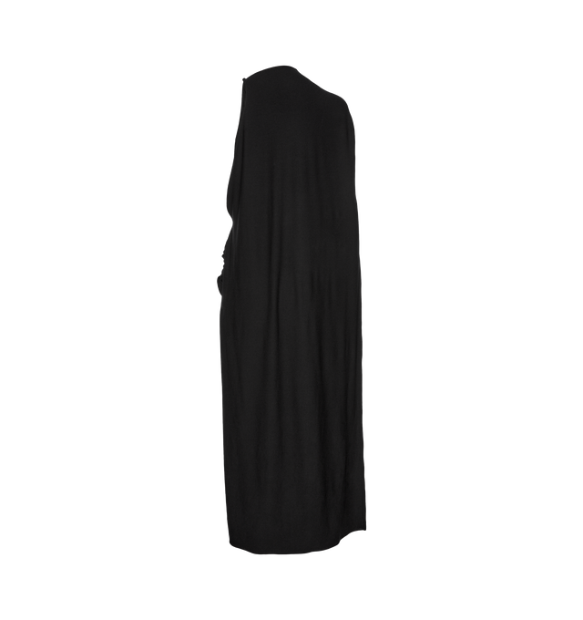 Image 2 of 2 - BLACK - MAGDA BUTRYM One-Shoulder Cape Maxi Dress featuring an asymmetrical one-shoulder gown with a cape to one side and floral appliqu on the other at the hip. 95% viscose, 5% elastane.