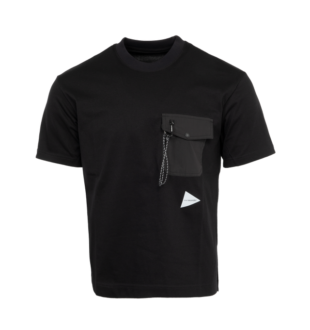Image 1 of 2 - BLACK - AND WANDER 75 Pocket T Shirt featuring crewneck, short sleeves and chest pocket. 51% polyester, 49% cotton. 