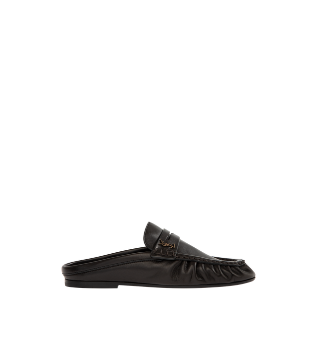 Image 1 of 4 - BLACK - SAINT LAURENT Le Loafer Mules featuring supple loafer mules decorated with logo, hand-stitched moc toe and leather sole. Lambskin. Made in Italy.