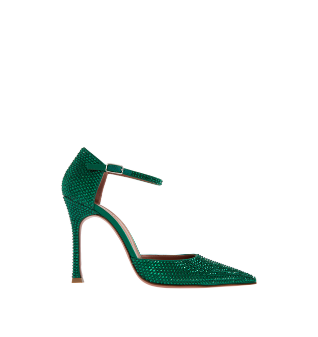 VITTORIA SATIN PUMP WITH EMERALD CRYSTALS