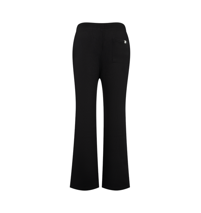 Image 2 of 3 - BLACK - Merz b. Schwanen Men's Authentic Fleece Straight Leg Sweatpants are crafted from 100% organic cotton and feature the brands heavyweight Authentic Fleece, a durable loopback fabric with a garment-dyed finish that creates a distinctive vintage-inspired look and feel. Details include side pockets, a single back pocket, an elastic waistband, and a cotton drawstring with metal aglets, finished with the signature swan loop label on the back pocket. Main Material: 100% Organic Cotton.