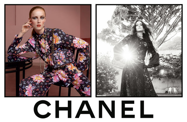 In the salon rose of villa Noailles in the South of France, model Rianne Van Rompaey faces the lens of Inez & Vinoodh for the CHANEL Spring-Summer 2024 Ready-to-Wear collection campaign.  
